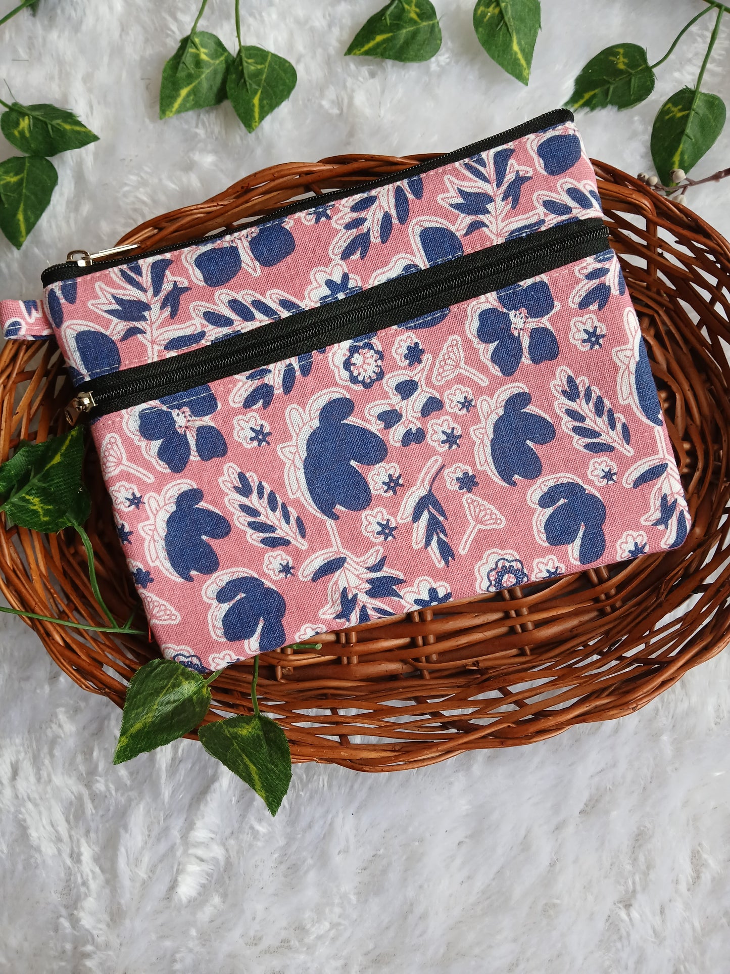 Travel friendly 2 zip pouch