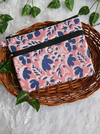 Travel friendly 2 zip pouch