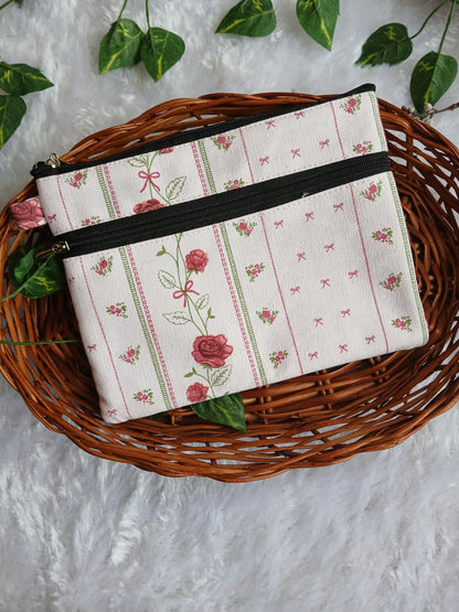 Travel friendly 2 zip pouch