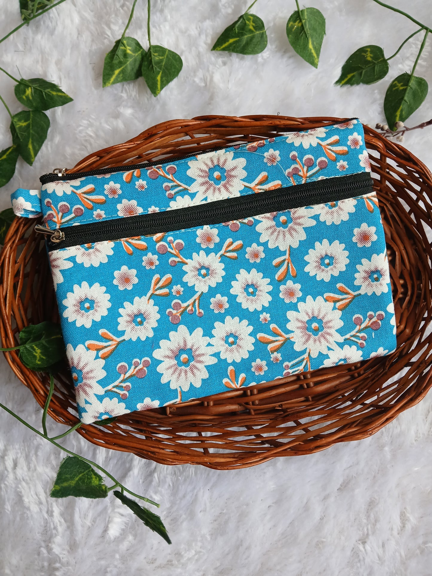 Travel friendly 2 zip pouch