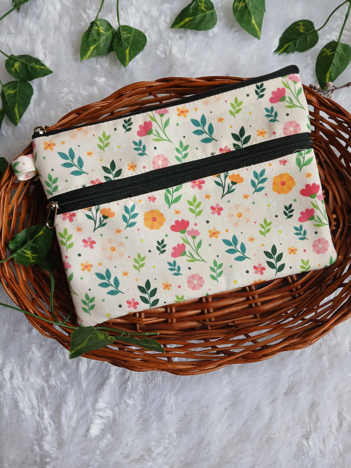 Travel friendly 2 zip pouch