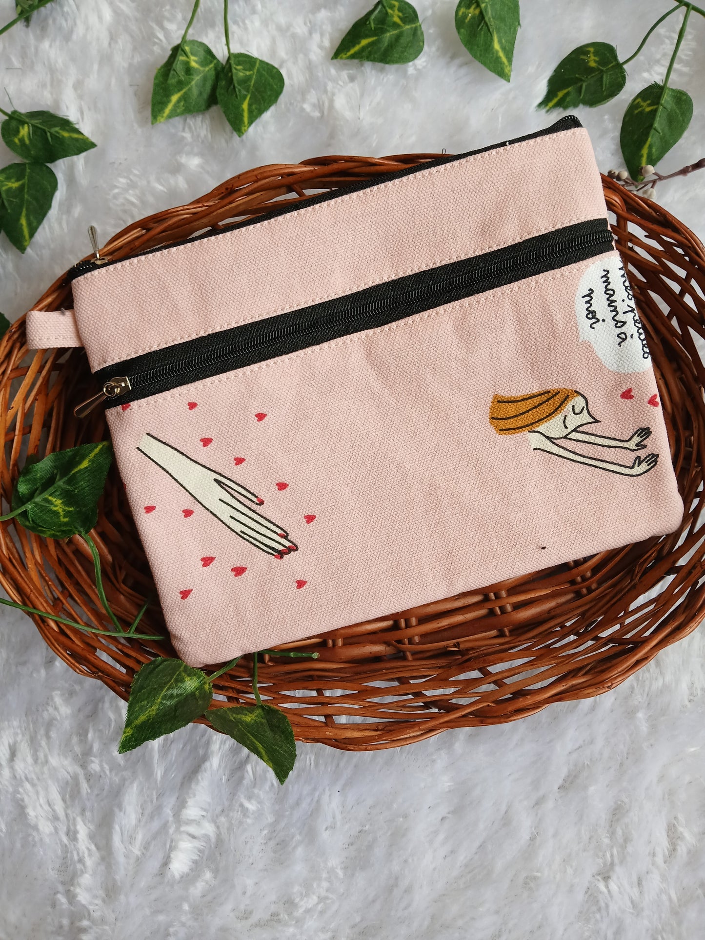 Travel friendly 2 zip pouch