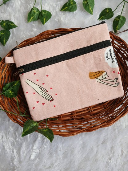 Travel friendly 2 zip pouch