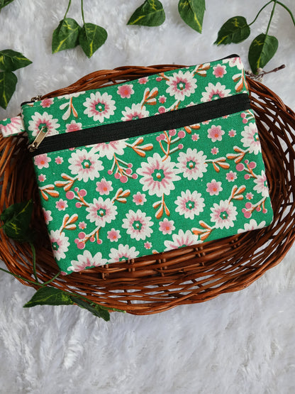Travel friendly 2 zip pouch